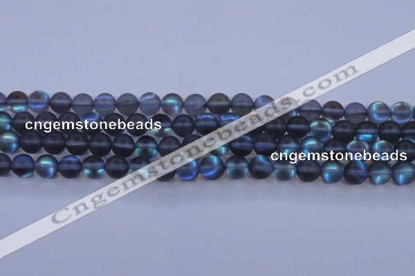 CMS1517 15.5 inches 8mm round matte synthetic moonstone beads