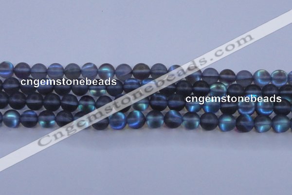 CMS1518 15.5 inches 10mm round matte synthetic moonstone beads