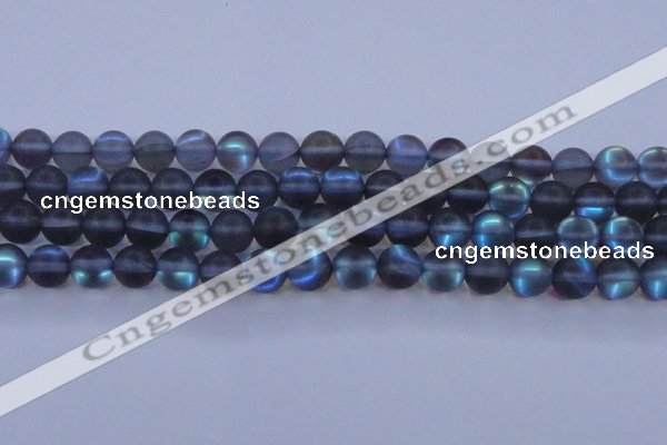 CMS1519 15.5 inches 12mm round matte synthetic moonstone beads