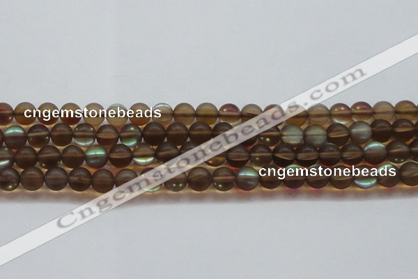 CMS1529 15.5 inches 12mm round matte synthetic moonstone beads