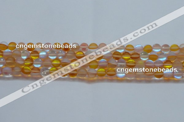 CMS1537 15.5 inches 8mm round matte synthetic moonstone beads