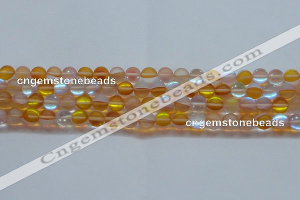 CMS1538 15.5 inches 10mm round matte synthetic moonstone beads