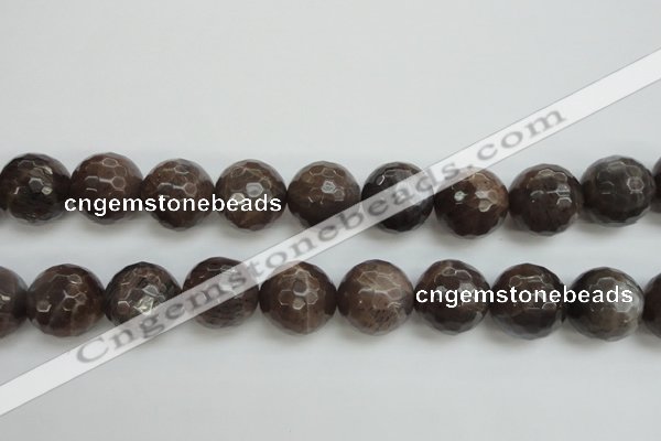 CMS155 15.5 inches 16mm faceted round natural grey moonstone beads