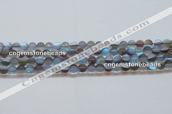 CMS1567 15.5 inches 8mm round matte synthetic moonstone beads