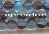 CMS1568 15.5 inches 10mm round matte synthetic moonstone beads