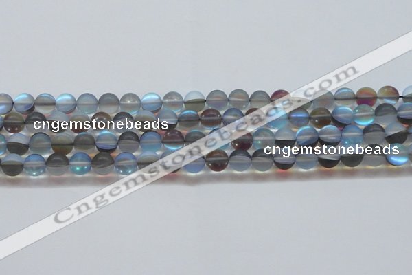 CMS1568 15.5 inches 10mm round matte synthetic moonstone beads