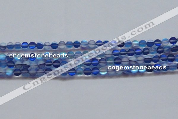 CMS1586 15.5 inches 6mm round matte synthetic moonstone beads