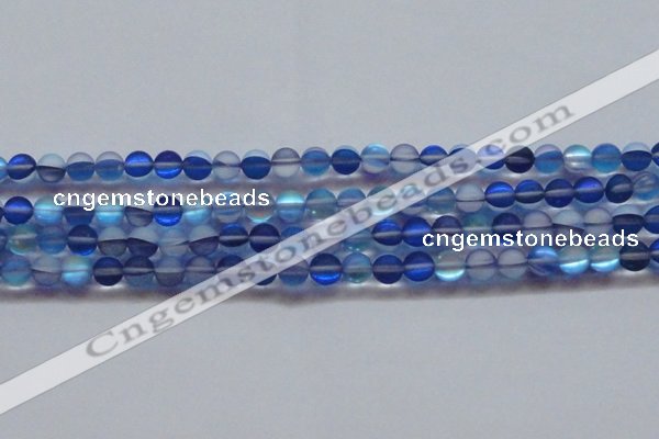 CMS1587 15.5 inches 8mm round matte synthetic moonstone beads