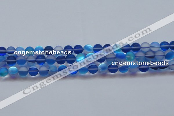 CMS1588 15.5 inches 10mm round matte synthetic moonstone beads