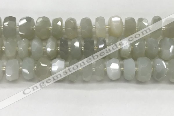 CMS1658 15.5 inches 6*13mm - 8*14mm faceted tyre moonstone beads