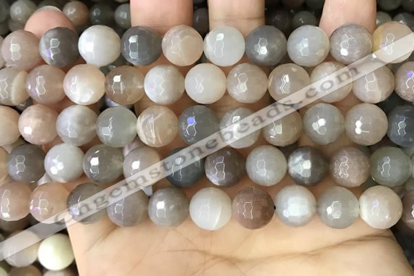 CMS1694 15.5 inches 10mm faceted round rainbow moonstone beads