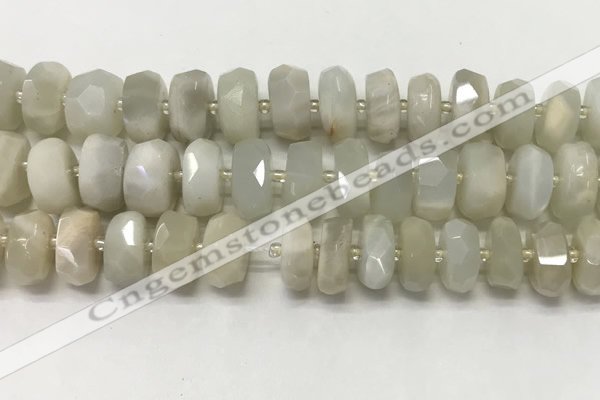 CMS1770 15.5 inches 6*13mm - 8*14mm faceted tyre moonstone beads