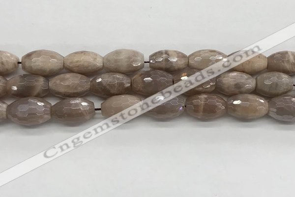 CMS1777 15.5 inches 11*18mm faceted rice AB-color moonstone beads