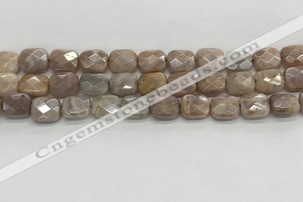 CMS1782 15.5 inches 10*12mm faceted rectangle AB-color moonstone beads