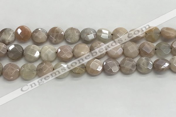 CMS1789 15.5 inches 10mm faceted coin AB-color moonstone beads