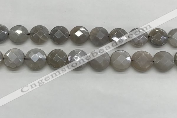 CMS1820 15.5 inches 16mm faceted coin AB-color moonstone beads