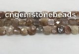 CMS1829 15.5 inches 12*12mm faceted square AB-color moonstone beads