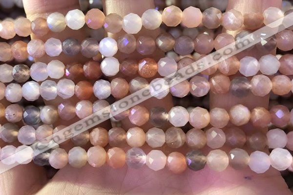 CMS1890 15.5 inches 5.5mm faceted round rainbow moonstone beads