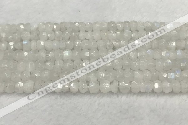 CMS1910 15.5 inches 4.5*6mm faceted rondelle white moonstone beads