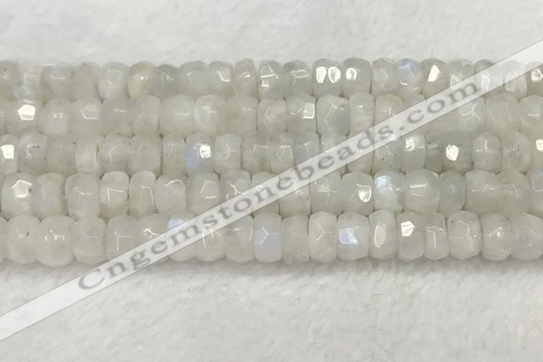 CMS1912 15.5 inches 6*10mm faceted rondelle white moonstone beads