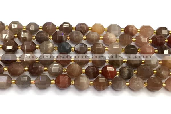 CMS2091 15 inches 9mm - 10mm faceted moonstone gemstone beads