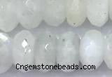 CMS2098 15 inches 6*9mm faceted rondelle white moonstone beads