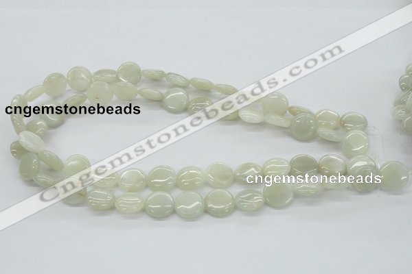 CMS210 15.5 inches 14mm flat round moonstone gemstone beads wholesale