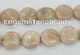 CMS22 15.5 inches 12mm flat round moonstone gemstone beads wholesale