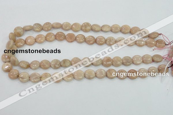 CMS22 15.5 inches 12mm flat round moonstone gemstone beads wholesale