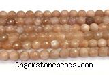 CMS2259 15 inches 8mm faceted round orange moonstone beads