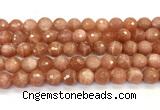 CMS2260 15 inches 10mm faceted round orange moonstone beads