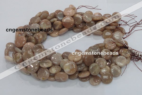 CMS24 15.5 inches 18mm flat round moonstone gemstone beads wholesale