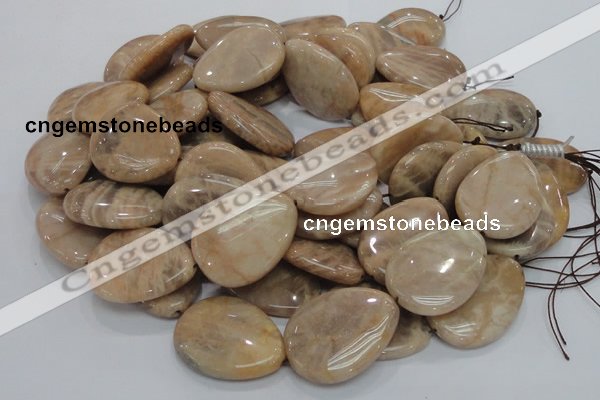 CMS32 15.5 inches 30*40mm flat teardrop moonstone gemstone beads