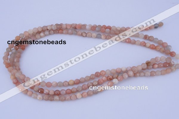 CMS350 15.5 inches 6mm faceted round natural pink moonstone beads