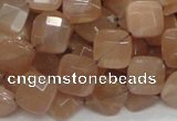 CMS41 15.5 inches 10*10mm faceted diamond moonstone gemstone beads