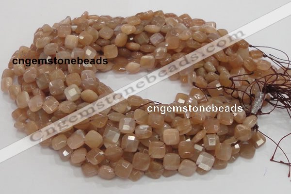 CMS41 15.5 inches 10*10mm faceted diamond moonstone gemstone beads