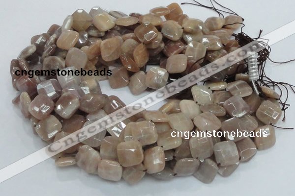 CMS42 15.5 inches 14*14mm faceted diamond moonstone gemstone beads