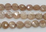 CMS43 15.5 inches 8mm faceted coin moonstone gemstone beads