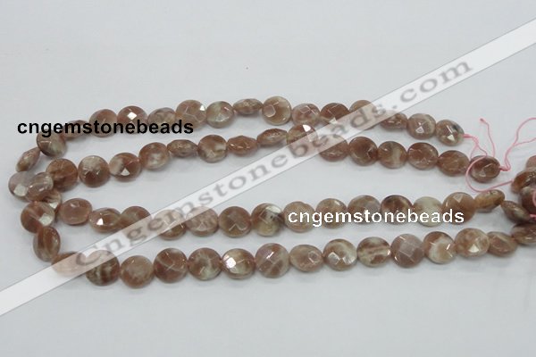 CMS45 15.5 inches 12mm faceted coin moonstone gemstone beads