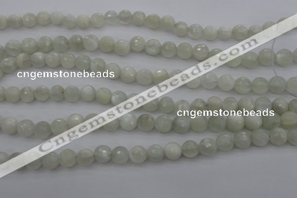 CMS453 15.5 inches 8mm faceted round white moonstone gemstone beads