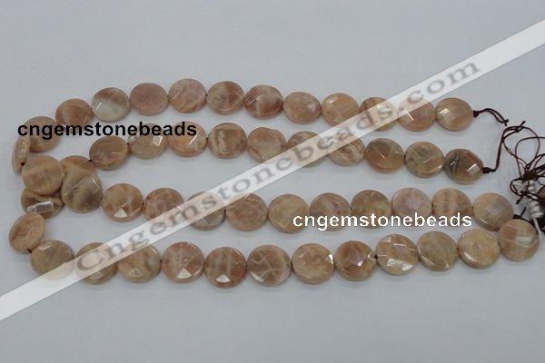 CMS47 15.5 inches 16mm faceted coin moonstone gemstone beads