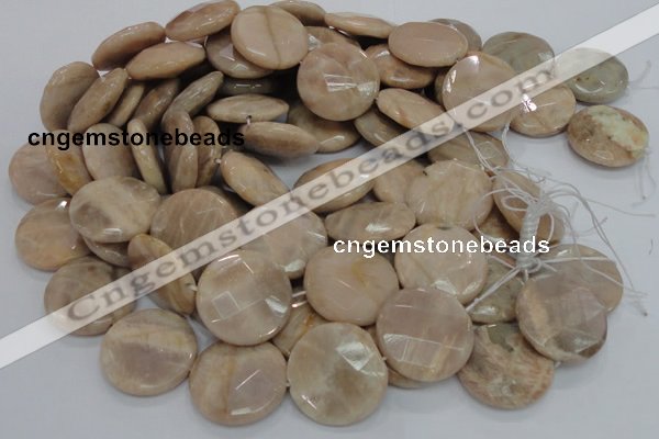 CMS48 15.5 inches 30mm faceted coin moonstone gemstone beads