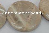 CMS50 15.5 inches 50mm faceted coin moonstone gemstone beads