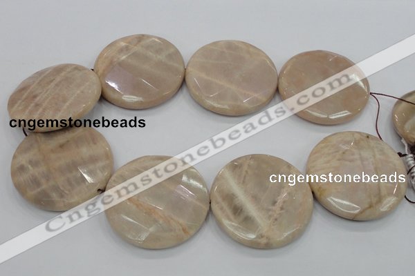 CMS50 15.5 inches 50mm faceted coin moonstone gemstone beads