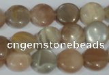 CMS521 15.5 inches 12mm flat round moonstone beads wholesale