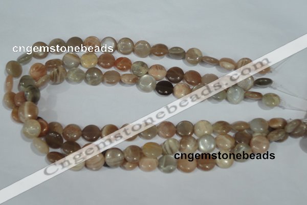 CMS521 15.5 inches 12mm flat round moonstone beads wholesale