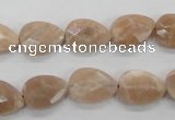 CMS53 15.5 inches 10*14mm faceted flat teardrop moonstone beads