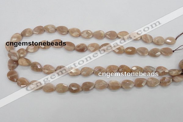 CMS53 15.5 inches 10*14mm faceted flat teardrop moonstone beads