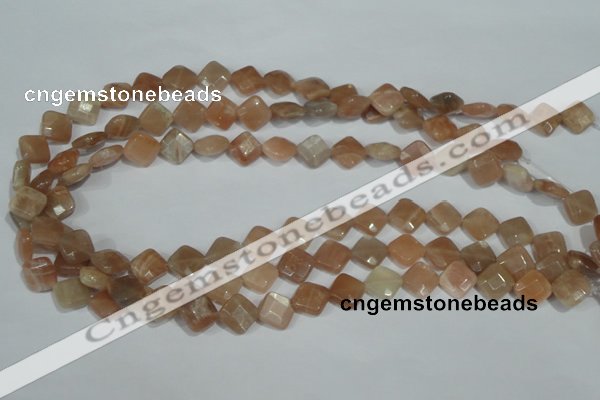 CMS550 15.5 inches 10*10mm faceted diamond moonstone beads wholesale