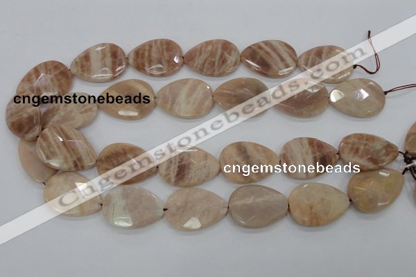 CMS56 15.5 inches 22*30mm faceted flat teardrop moonstone beads